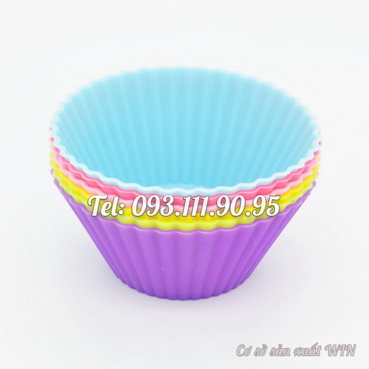 Bộ 10 khuôn silicon 3 lớp làm bánh, rau câu, bánh bông lan, bánh da lợn hình tròn Cupcake – Mã số 1133