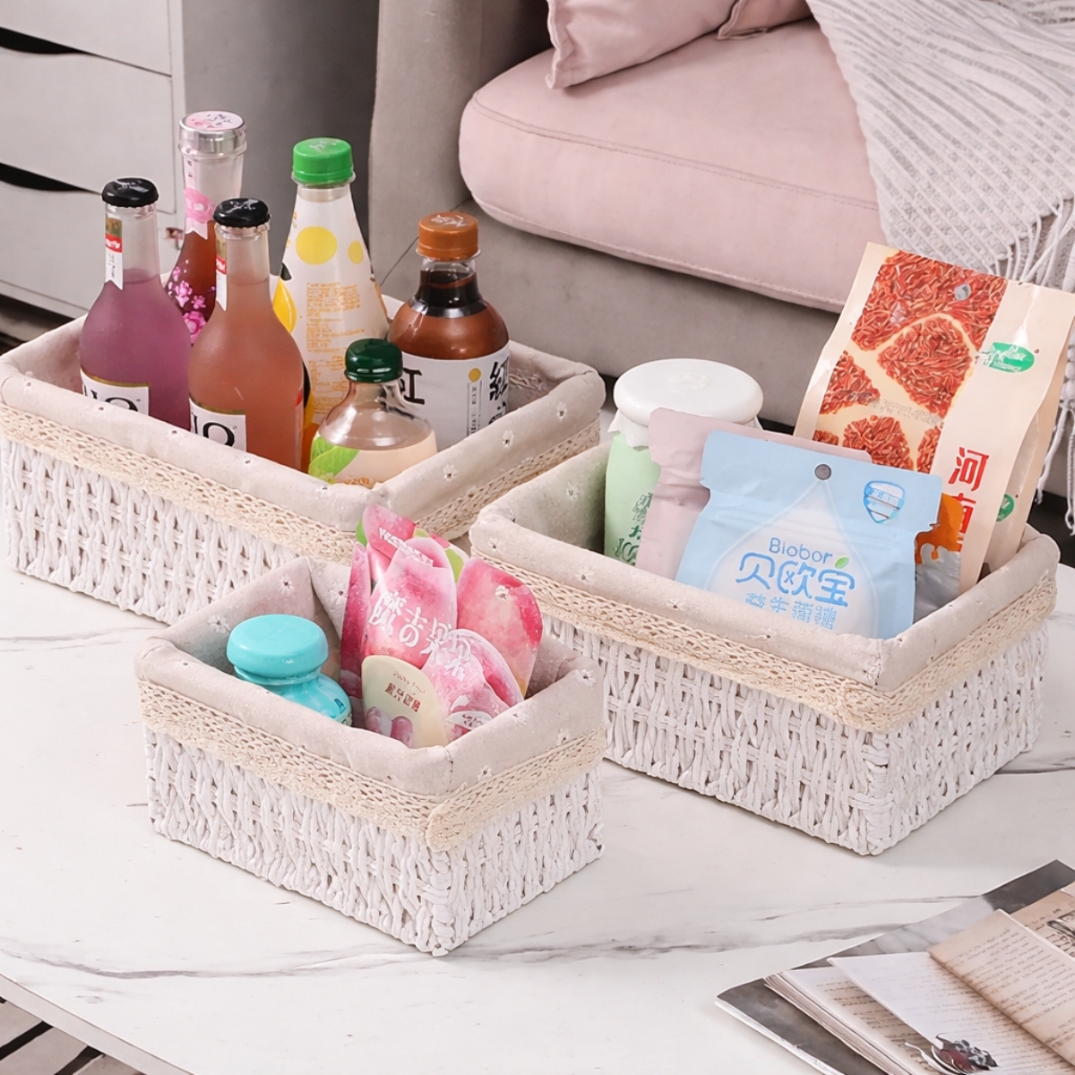 Giỏ Lót Vải Hoa Nhí Vintage Cao Cấp ANKAN – Giỏ Đựng Mỹ Phẩm, Đồ Ăn Vặt, Decor Phòng Sang Trọng