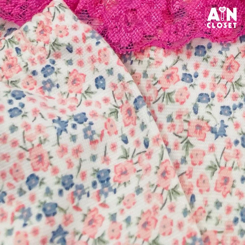 Bộ quần áo dài bé gái họa tiết Hoa nhí hồng xanh thun cotton - AICDBGNH0K7G - AIN Closet