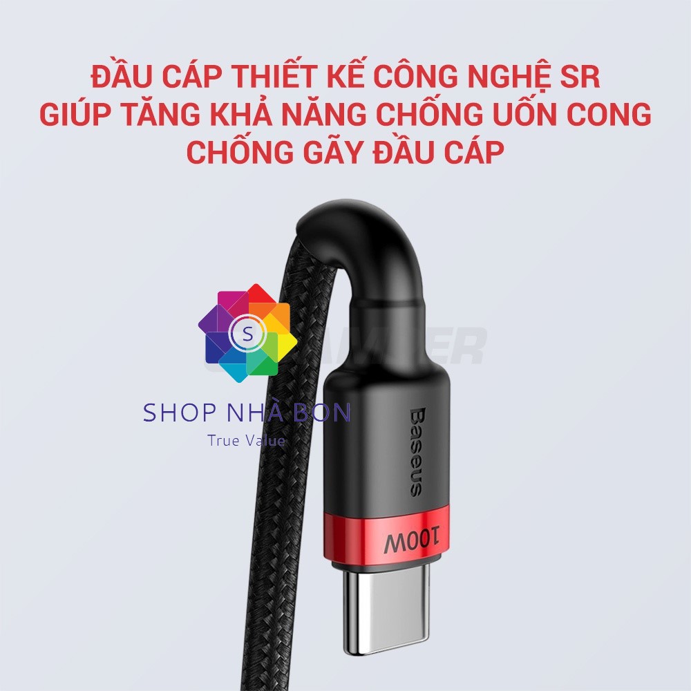 Dây cáp sạc nhanh 100W chuẩn PD 2.0 Type C to type-c QC 3.0 hiệu Baseus Cafule type c to Type C cho iPad Pro 2018 / 2020 / Samsung / Huawei / Xiaomi / Tablet / Macbook / Laptop Type C - Hàng nhập khẩu