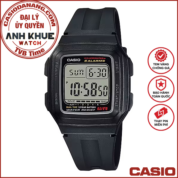 Đồng hồ nam dây nhựa Casio Standard chính hãng F-201 Series