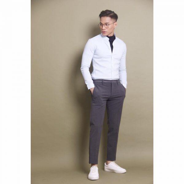 áo sơ mi nam cổ tàu trơn vải cotton mềm mát loại áo sơ mi cổ trụ form slimfit TK 931