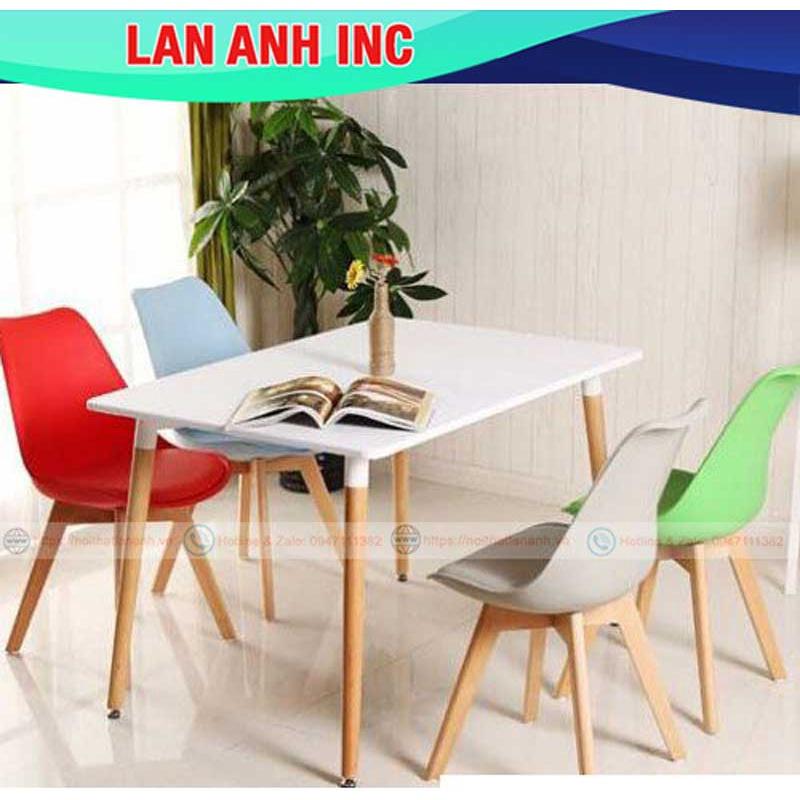 Ghế nhựa quán cafe văn phòng đẹp chân gỗ tựa lưng cao nệm lót simili giá rẻ eames LAGN33