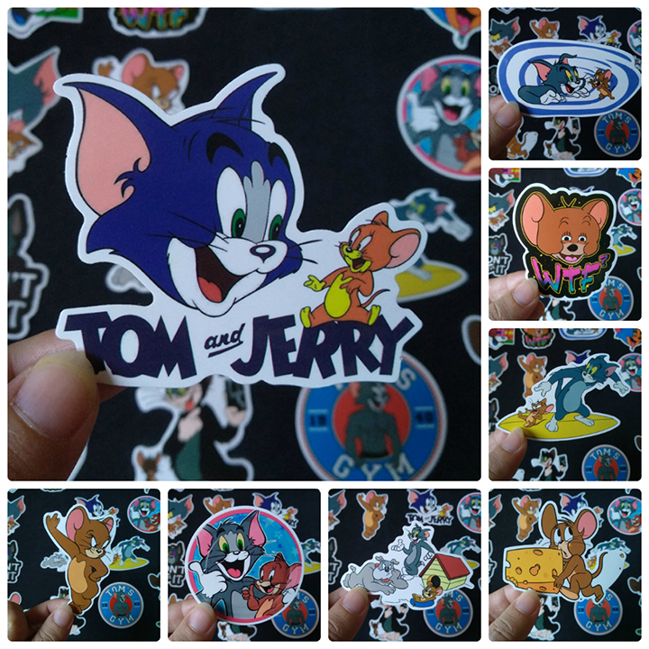 Bộ Sticker dán cao cấp chủ đề TOM and JERRY - Dùng dán Xe, dán mũ bảo hiểm, dán Laptop