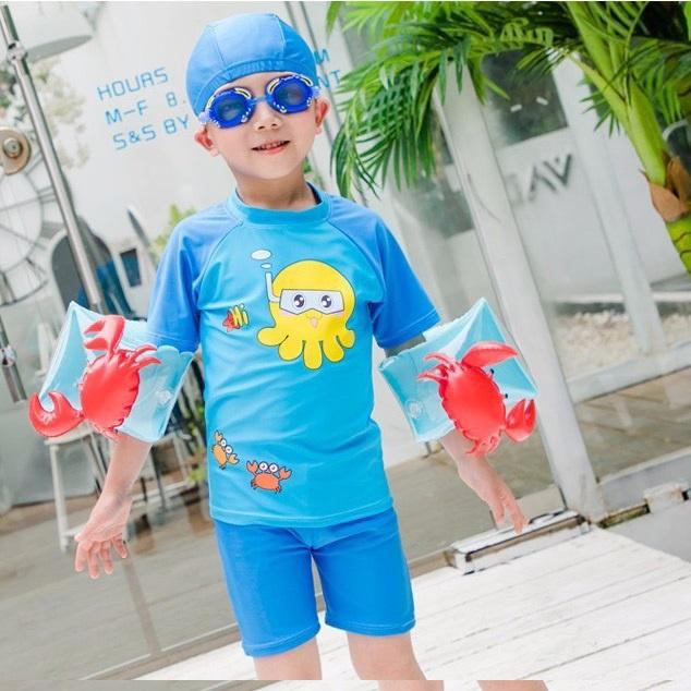 Đồ Bơi Bé Trai Bộ Cộc Tặng Kèm Mũ Bơi 0-6 Tuổi (8-21 Kg) QB10