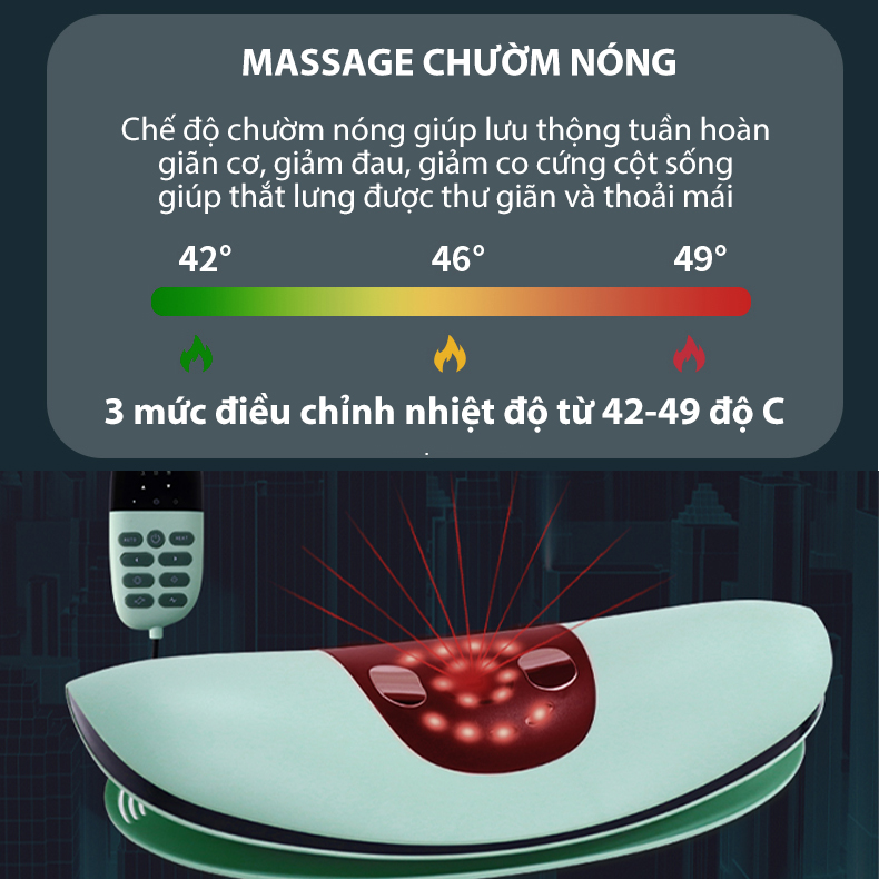 Máy massage lưng thông minh Lumbar Massager - Máy massage cột sống thắt lưng sạc pin chườm nóng, giảm đau lưng