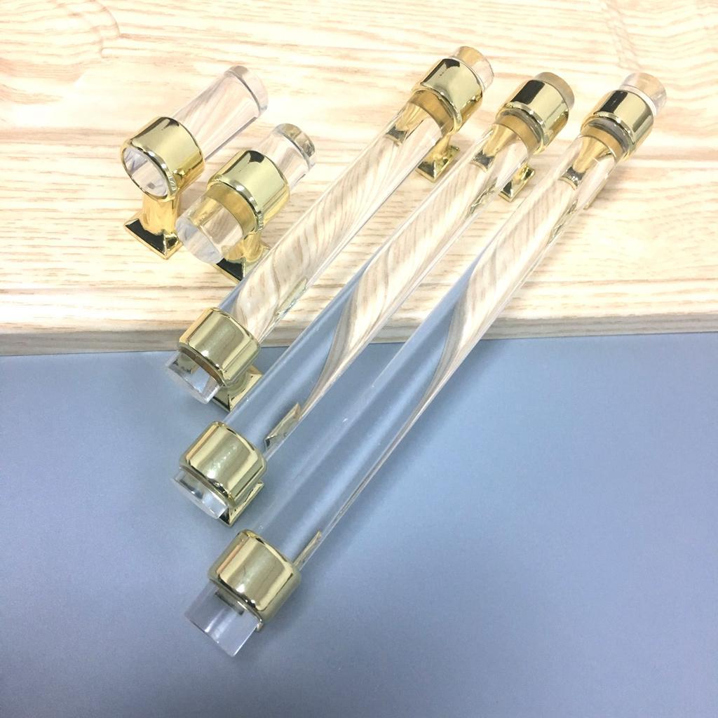 4Pcs Acrylic Door Pull Knob Drawer Cupboard Handle Home Decorative Gold