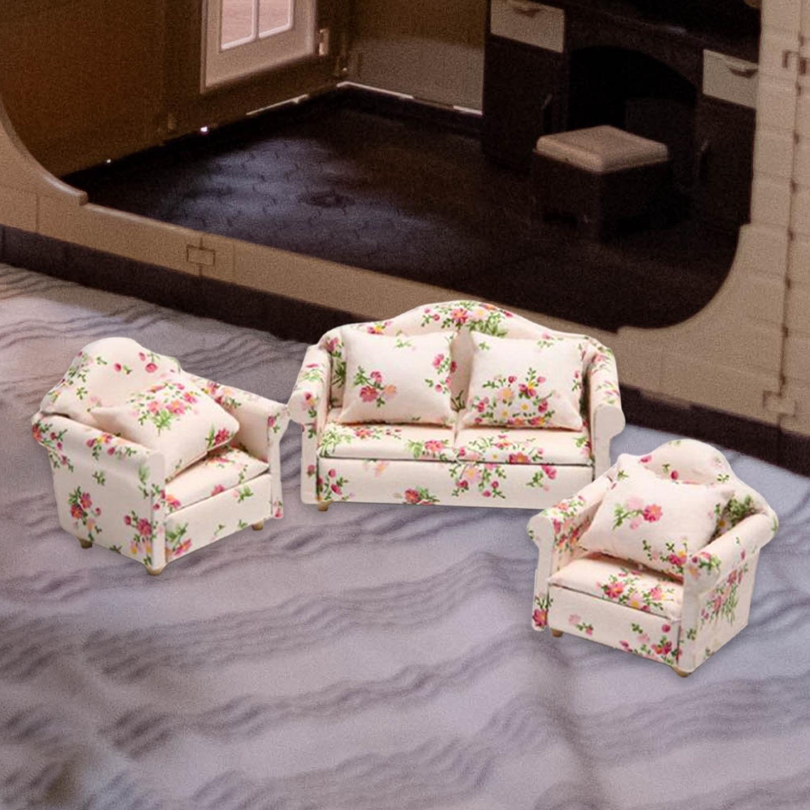 Doll House Furniture Sofa Toys Dollhouse Decor Wooden 1/12 for Dollhouse