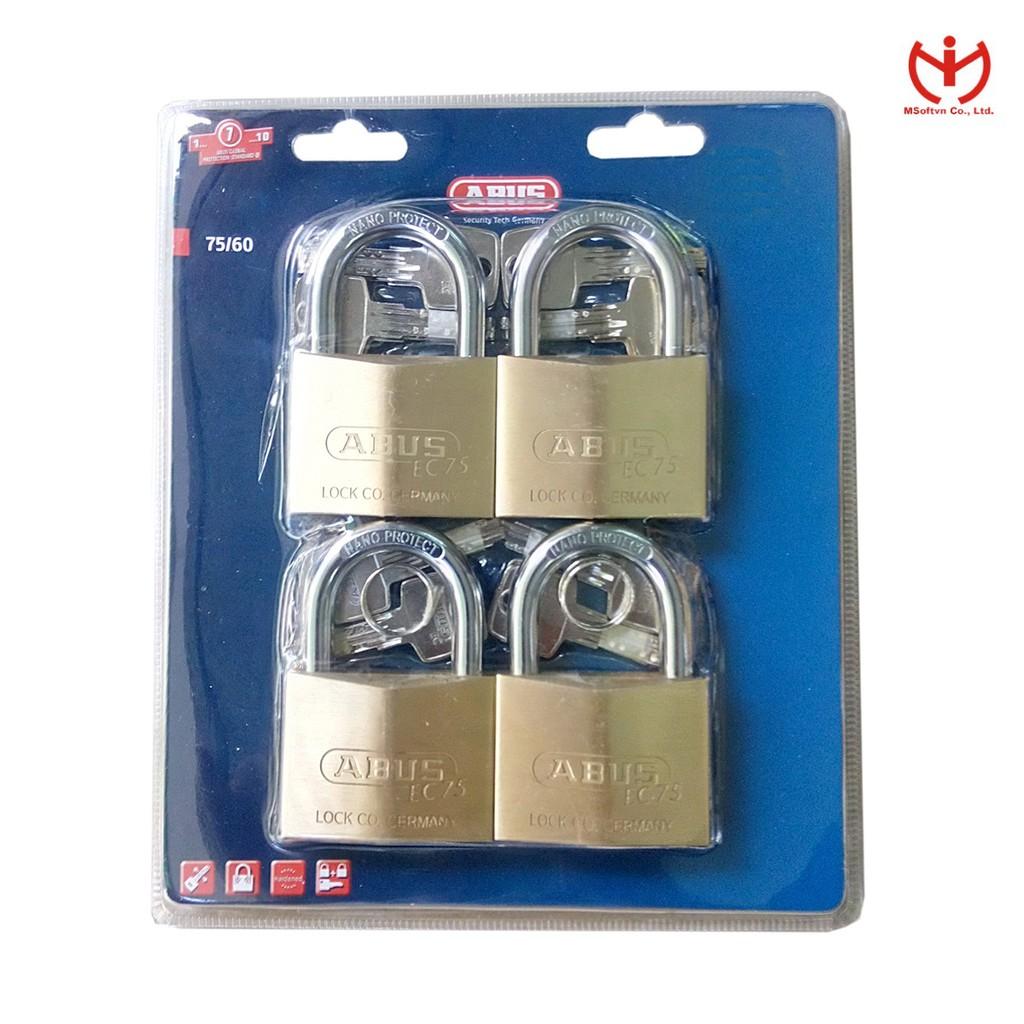 Bộ 4 Ổ Khóa Master Key ABUS 75/60 MK4 Thân Đồng 60mm 16 Chìa Riêng 3 Chìa Chung - MSOFT