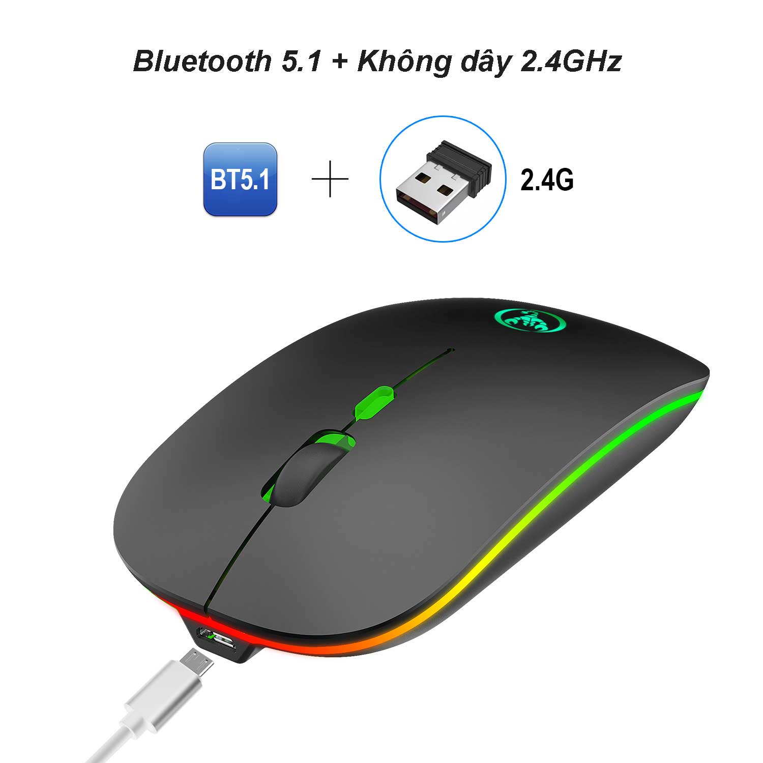 Chuột không dây Bluetooth, chuột không dây usb 2.4Hz HXSJ T18 - Hàng chính hãng