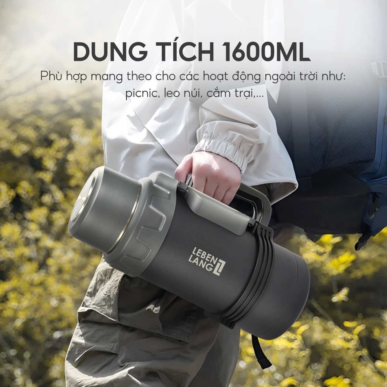 Phích nước giữ nhiệt Lebenlang LBL3030, bình giữ nhiệt dung tích 1600ml - hàng chính hãng