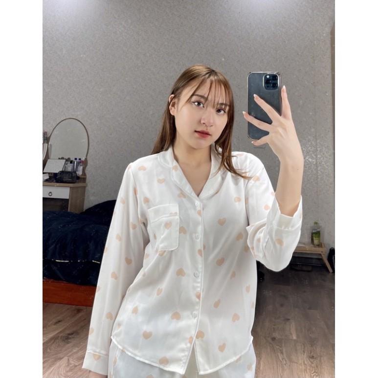 Freeship Bộ Pijama Lụa Cao Cấp Dài Tay