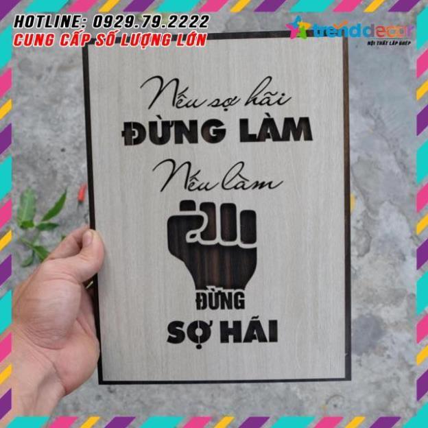 Tranh Slogan nội dung tạo động lực làm việc bằng Gỗ TBIG020