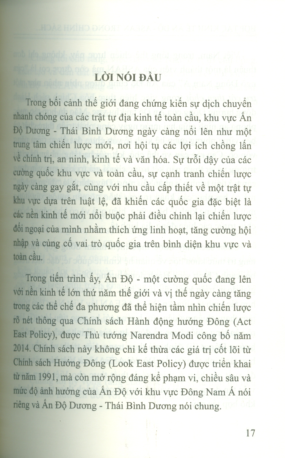 Hợp Tác Kinh Tế Ấn Độ - ASEAN Trong Chính Sách Hành Động Hướng Đông Của Ấn Độ (Sách Chuyên Khảo)