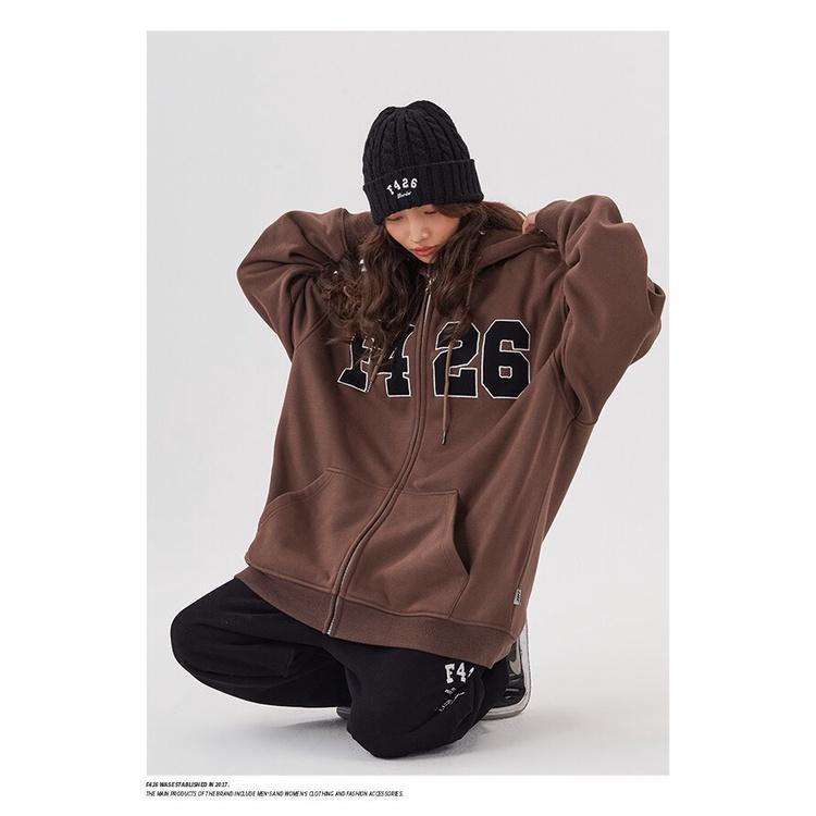 Áo Khoác Hoodie Zip F426 Nỉ Bông Form Rộng Basic Nam Nữ Unisex Phong Cách Ulzzang