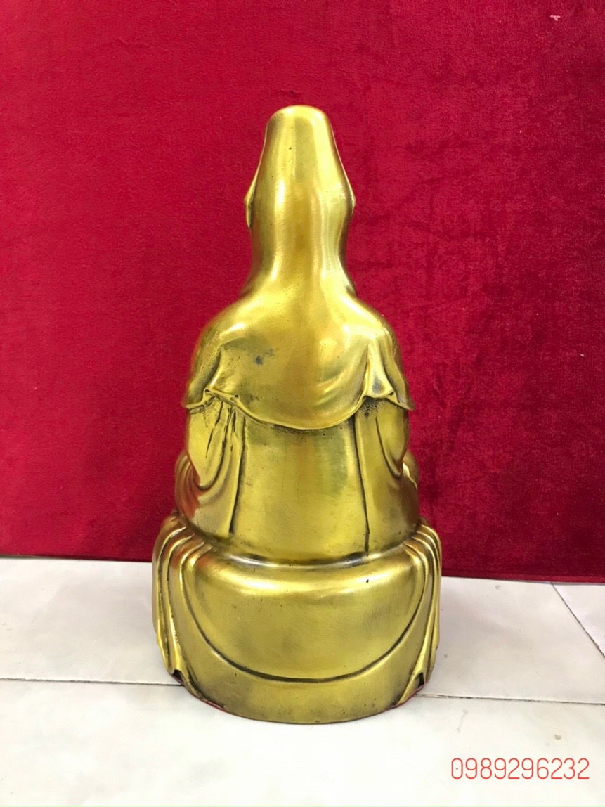Tượng Phật Quan Âm ngồi đài sen bằng đồng - quan âm cao 29cm