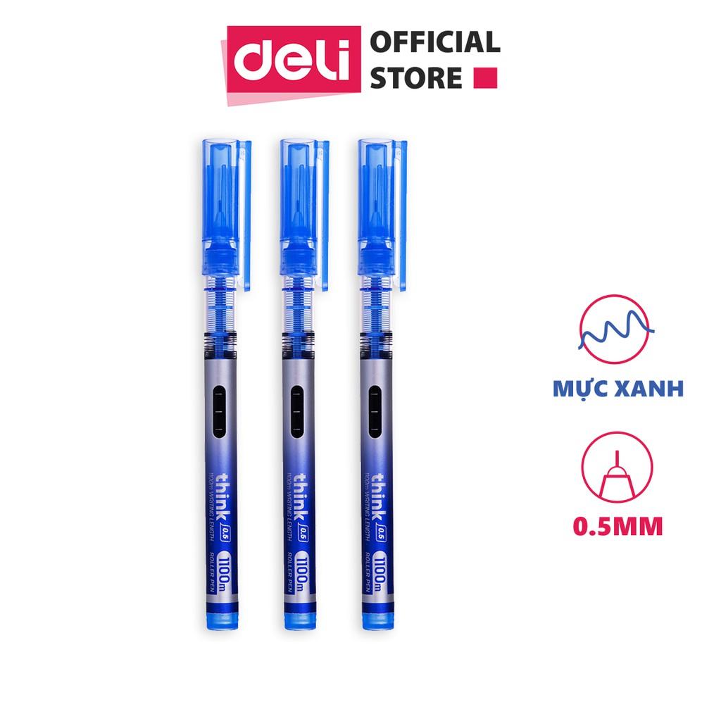 Bút gel Deli - 0.5mm - Nắp đậy - Mực Xanh - 1 chiếc - EQ300-BL