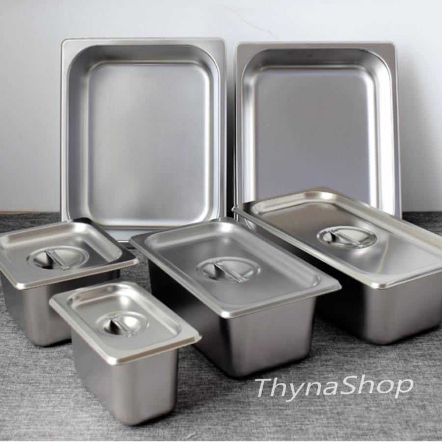 Khay inox đựng topping - thạch, trân châu, nhân bánh mì - buffet, kem, thực phẩm ...