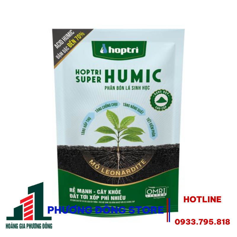 Phân bón lá sinh học Hợp Trí Super Humic -gói 250g, gói 1kg
