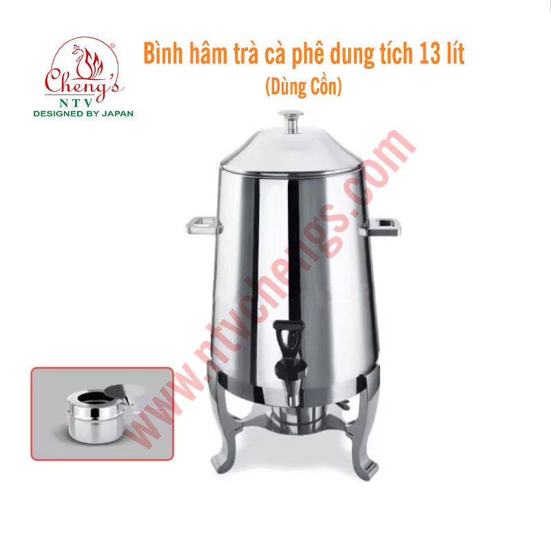 Bình hâm nóng trà cà phê buffet inox cao cấp - Dung tích 13-19 lít/Chuyên nghiệp trong nhà hàng khách sạn/Hàng chính hãng thương hiệu NTV Chengs/Hàng nhập khẩu