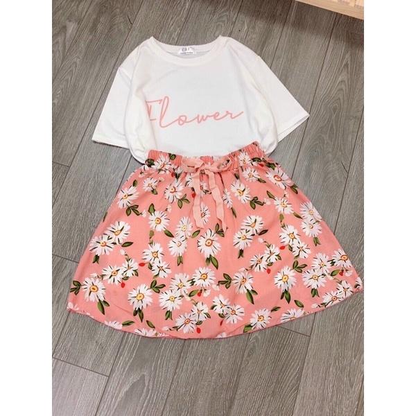 SET ÁO THUN CHÂN VÁY HOA