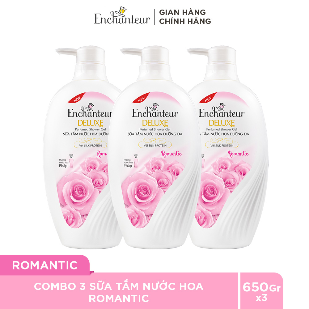 Combo 3 Sữa tắm hương nước hoa Enchanteur Romantic 650gr/ Chai