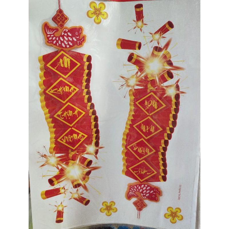 Tranh sticker 3D bóc dán kính ngày tết