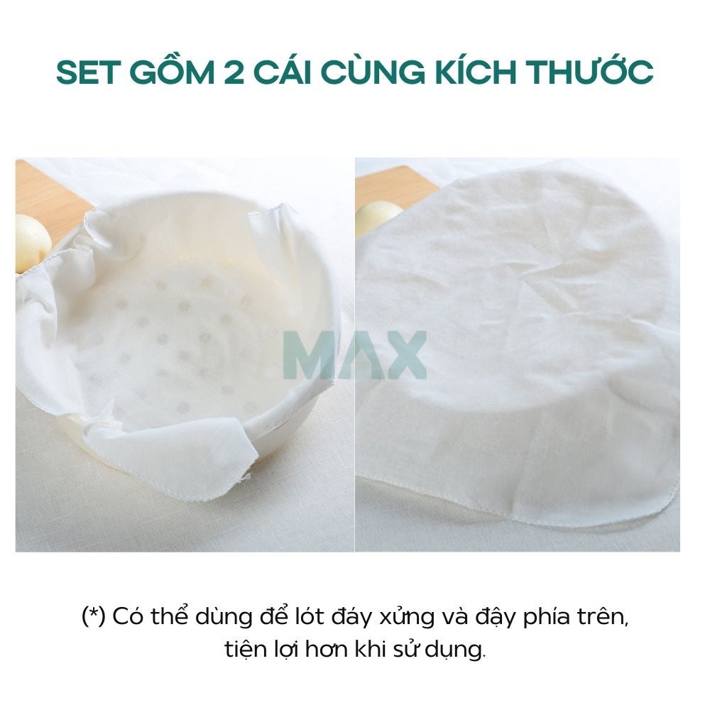 Set 2 khăn vải 100% cotton lót chõ đồ xôi, hấp thức ăn, khăn lọc nấm kefir, lọc sữa hạt