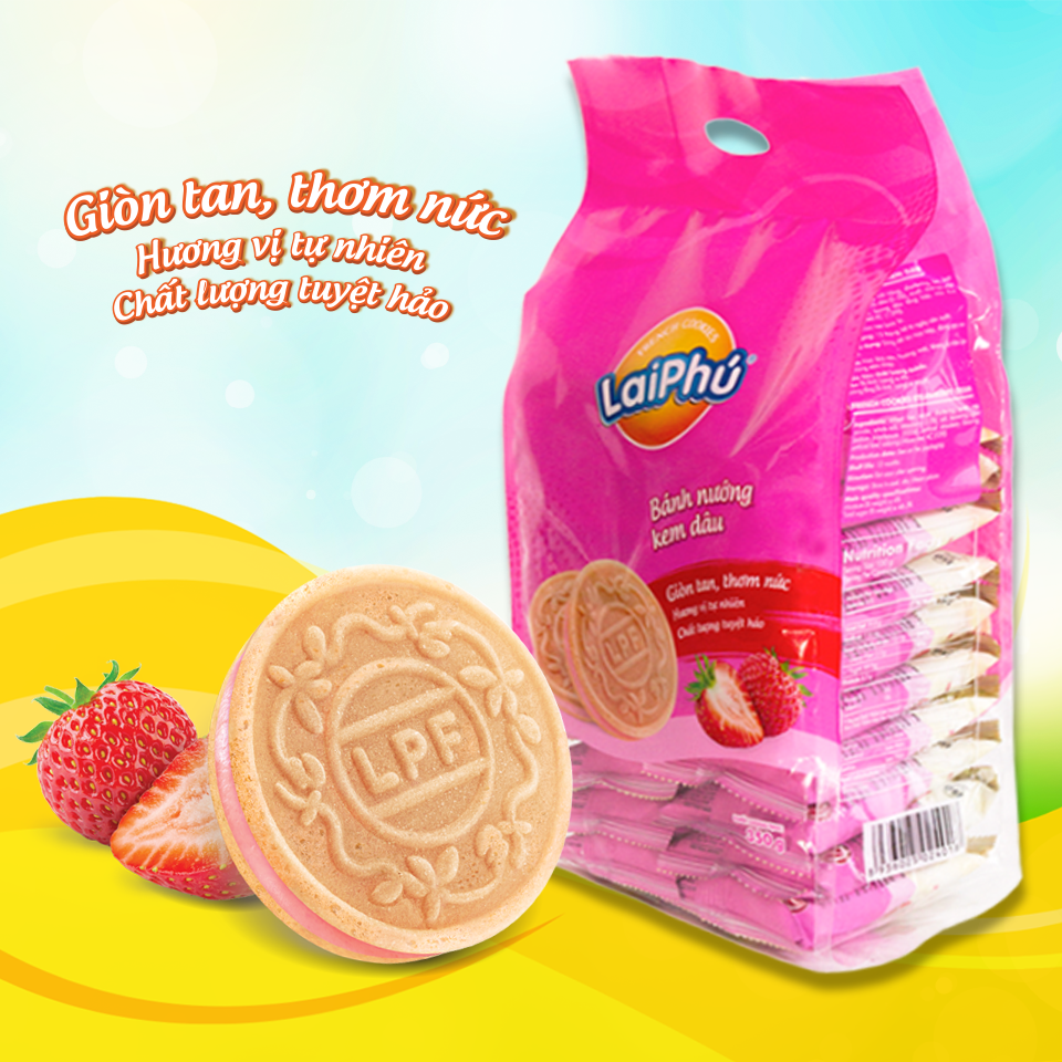 Bánh cookies Lai Phú Kem Dâu 350g