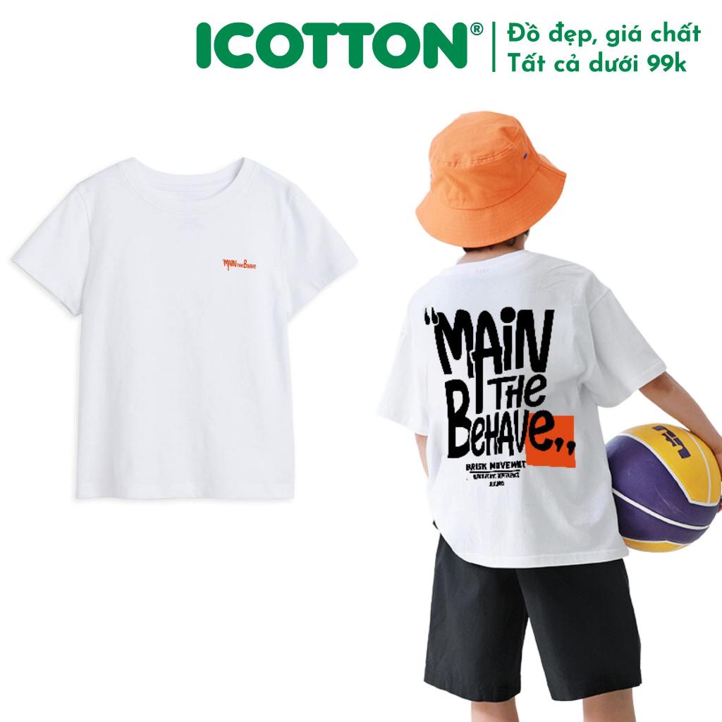 Áo thun bé trai Icotton hoạ tiết main the behave BT221