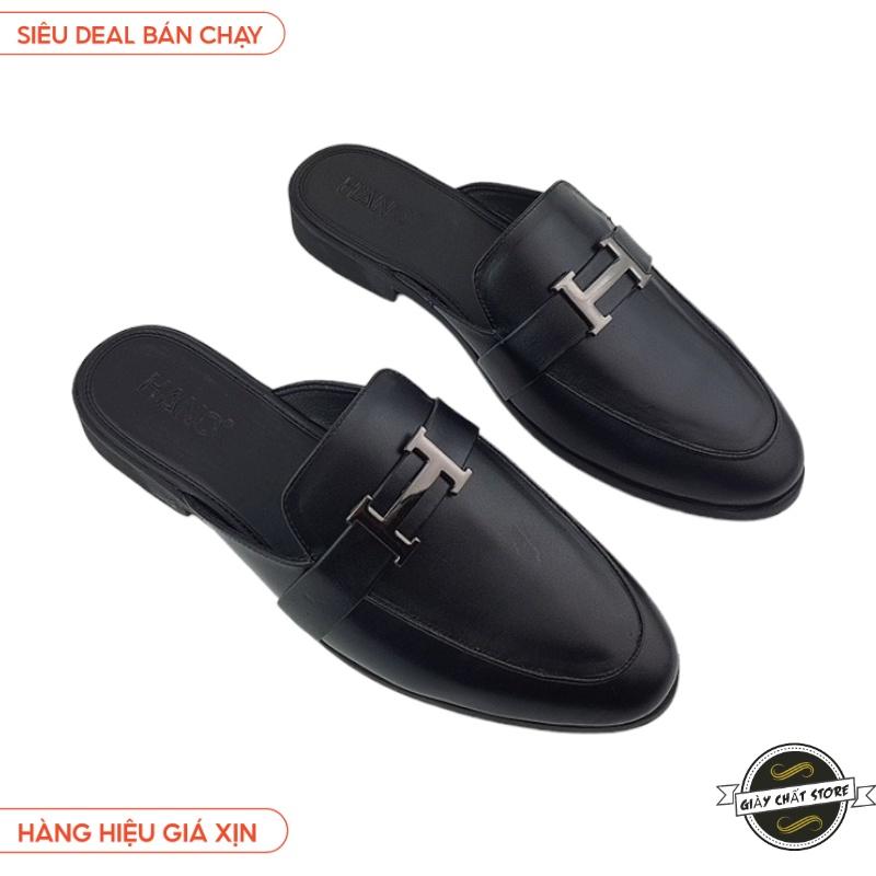 Sục nam giày bít mũi đai chữ h da Pu hàng xịn VN02