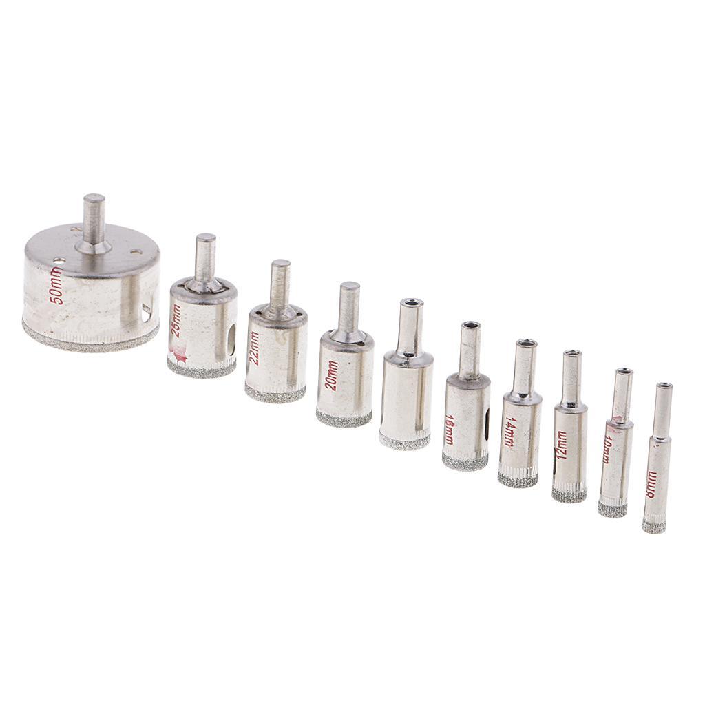 10x Diamond Cutter Drill 8 50mm Set for Tiles Ceramic Glass