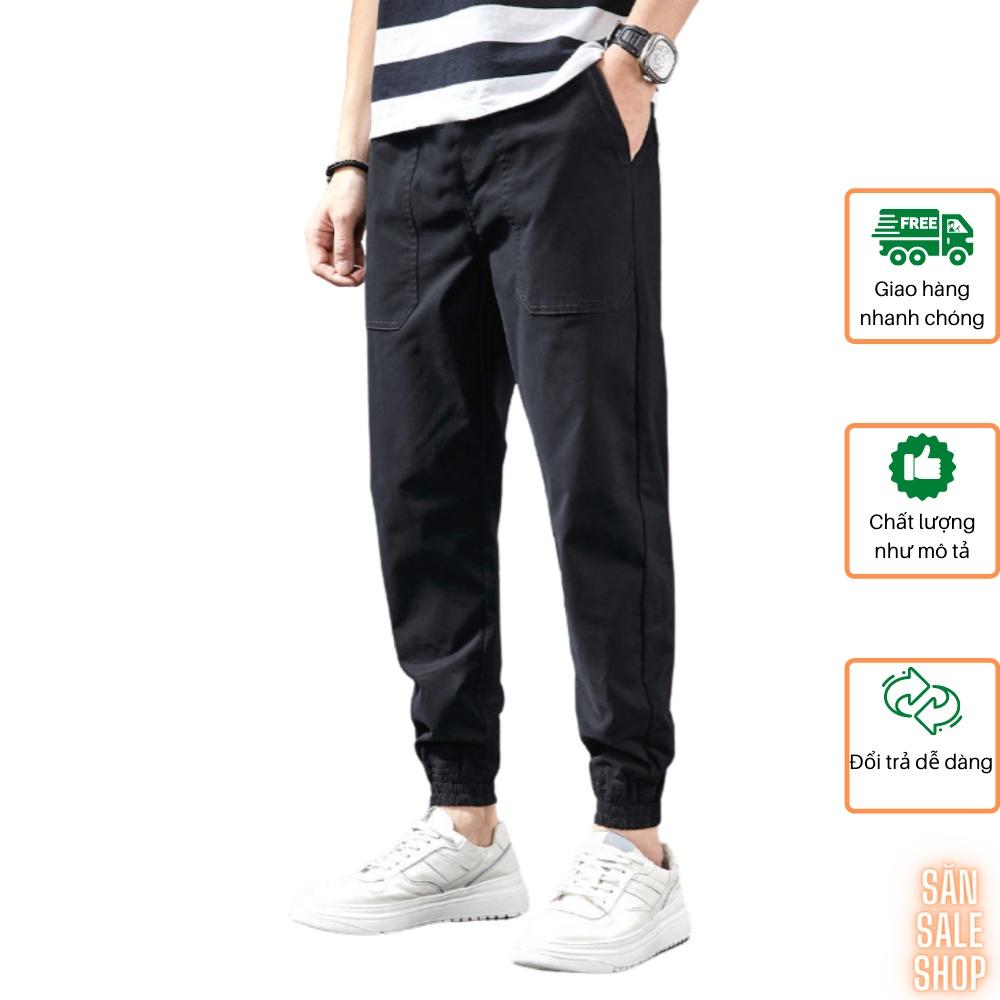 Quần Jogger nam HQ trơn túi rộng vải Cotton kaki đai mix thun cúc 3S x Man Store - Rêu