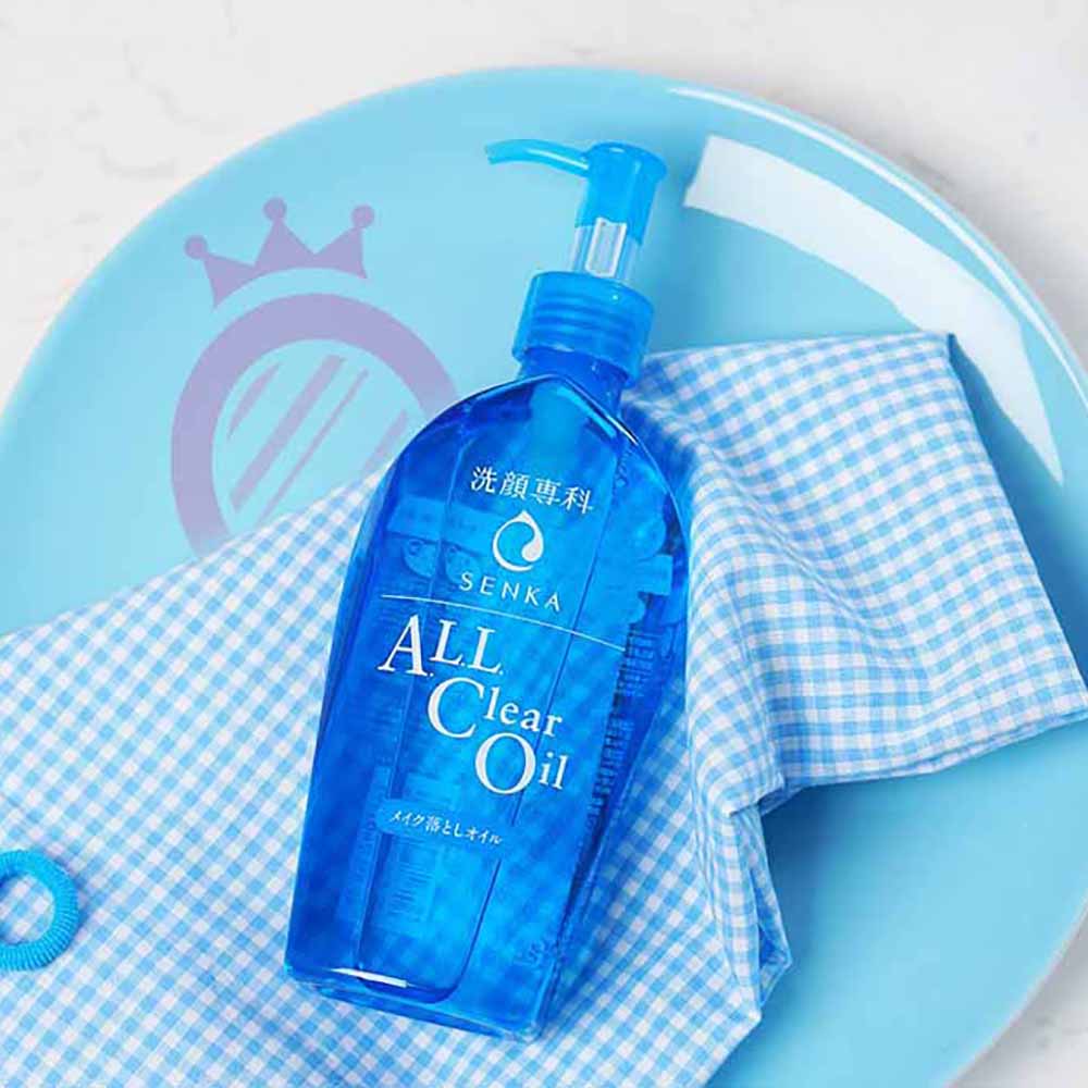 Dầu tẩy trang Senka sạch sâu thoáng da All Clear Oil 230ml tặng mặt nạ giấy nén Miniso