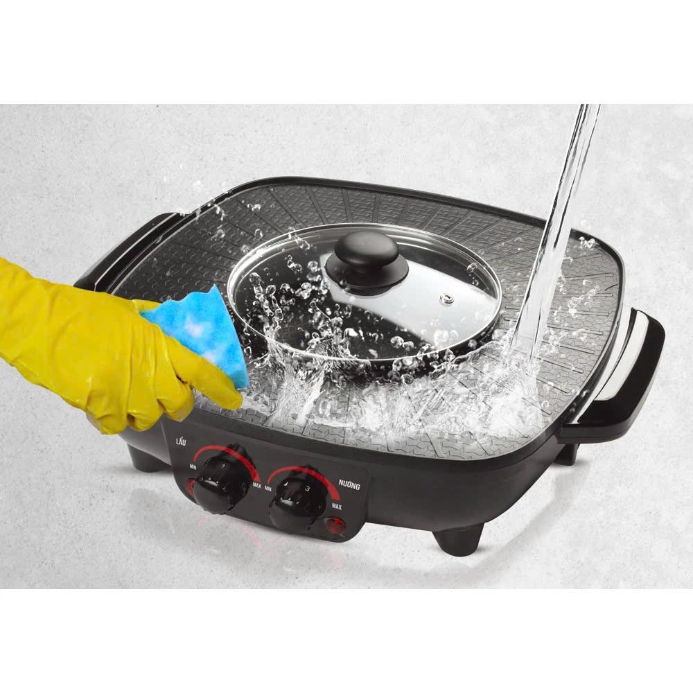 Nồi Lẩu Điện Nướng Vuông 2 trong 1 Đa Năng - Hàng nhập khẩu