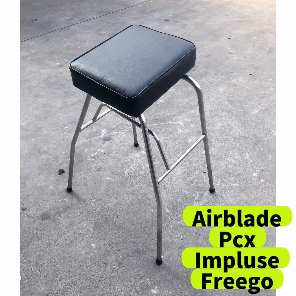 Ghế đi xe air blade , pcx , impluse , freego cho bé yên nệm , GHẾ ĐÔN GA AB INOX YÊN NỆM ĐEN