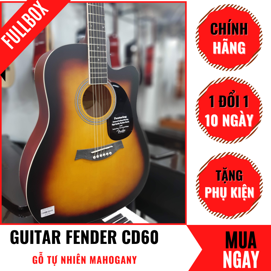 Đàn Guitar Acoustic Fender CD-60 Dáng Khuyết Đẹp Tự Nhiên + Phụ Kiện (Size 4/4)