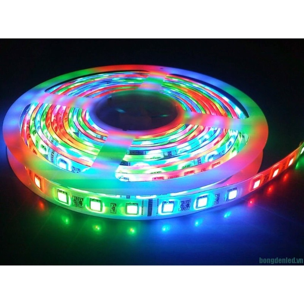 Đèn led Tiktok Đổi Màu RGB cuộn 5m 5050 Có Điều Khiển Từ Xa 44 Phím