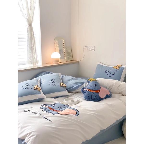Bộ Chăn Ga Gối Cotton Linen Disney Hàng Nhập Khẩu Cao Cấp 5Món Mẫu Hươu Cao Cổ