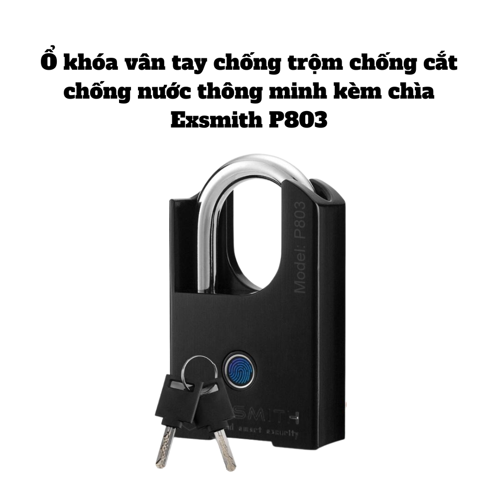 Ổ khóa vân tay chống trộm chống cắt chống nước thông minh kèm chìa Exsmith P803