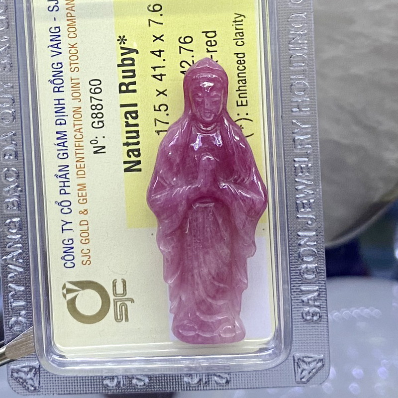 Tượng Đức Mẹ Đá Ruby Kiểm Định Tự Nhiên Phong Thuỷ
