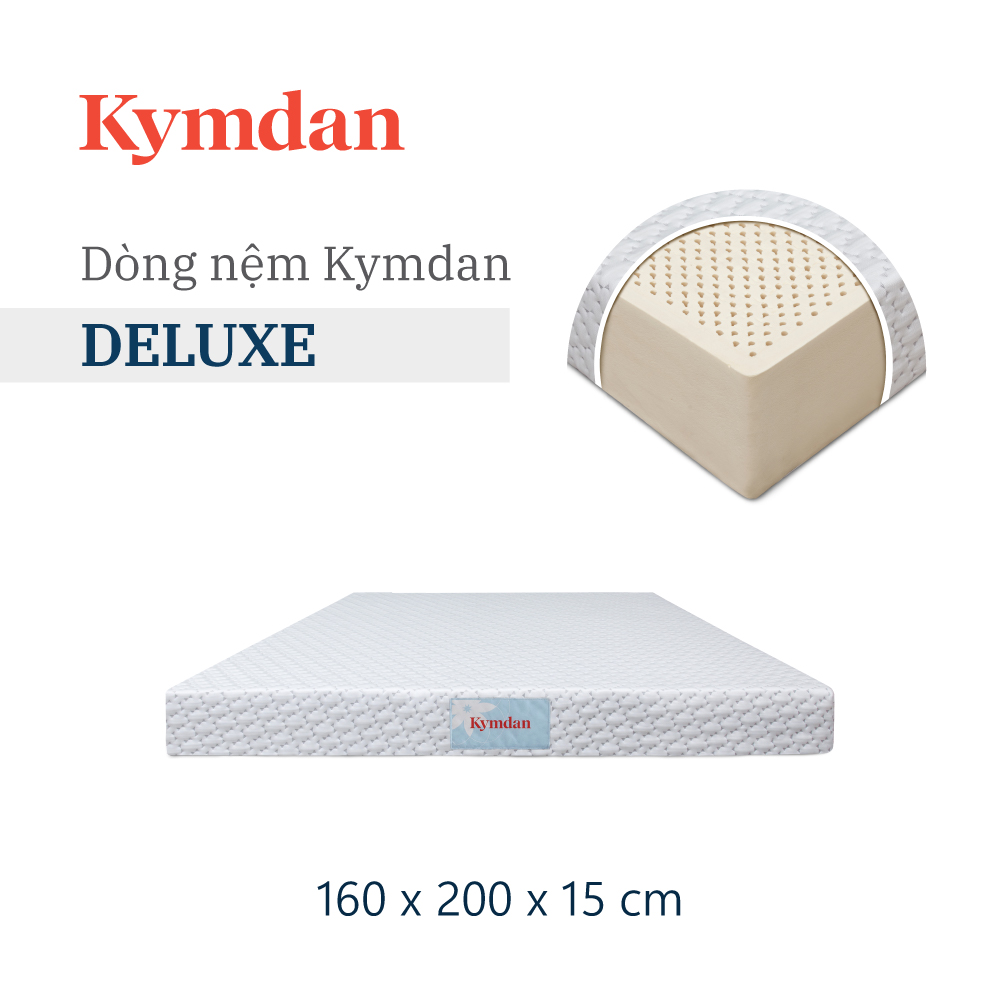 Nệm cao su thiên nhiên Kymdan Deluxe 160 x 200 x 15cm SFM - Tỷ trọng mousse cấp độ 1 SDH