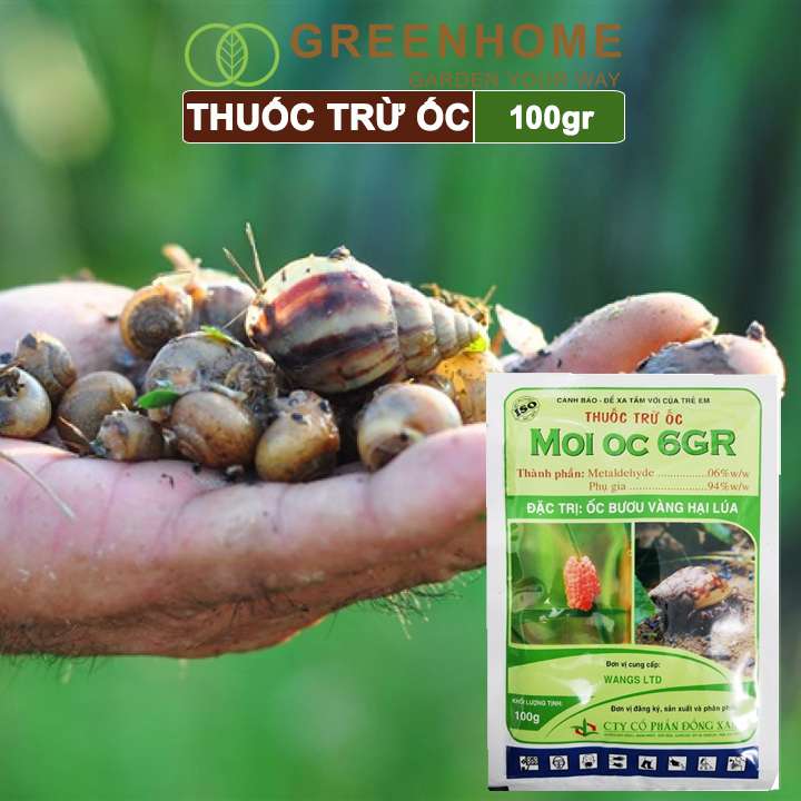 Thuốc trừ ốc Moi ốc, bao 100gr, trừ ốc sên và các loại ốc, bảo vệ cây trồng |Greenhome