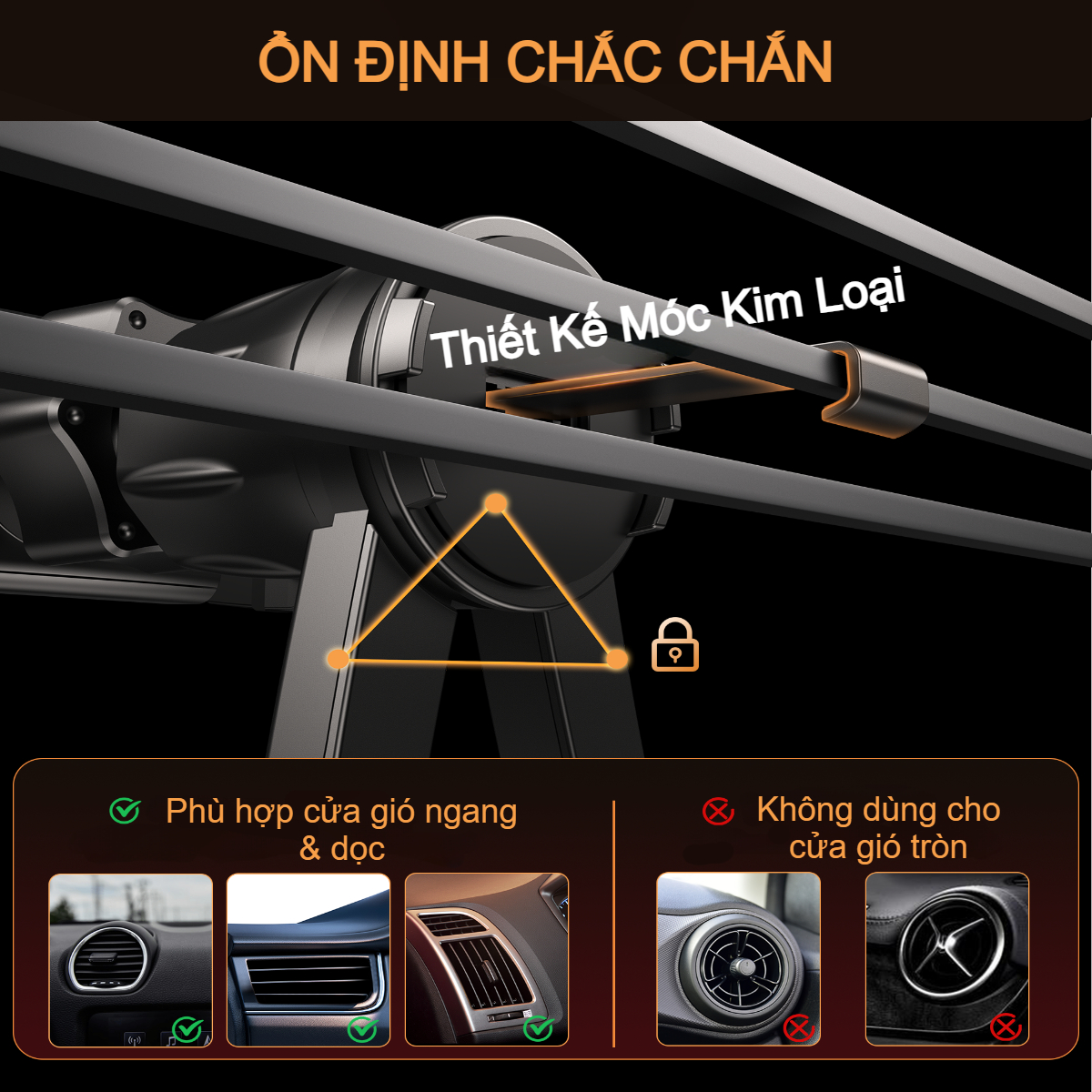 Giá đỡ điện thoại Choetech H091 kẹp khe gió – Tiện lợi khi lái xe - Hàng chính hãng