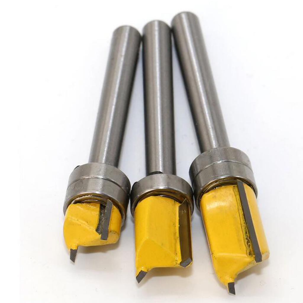 3Pcs Durable Hard Alloy Mortise Template Flush Trim Router Bit Milling Cutter 6mm Shank