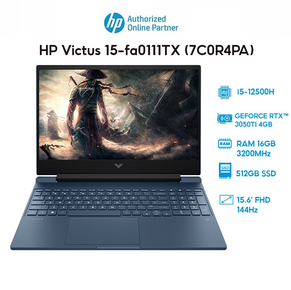 Laptop HP Victus 15-fa0111TX 7C0R4PA (i5-12500H | 16GB | 512GB | GeForce RTX 3050Ti 4GB | 15.6' FHD 144Hz | Win 11) Hàng chính hãng