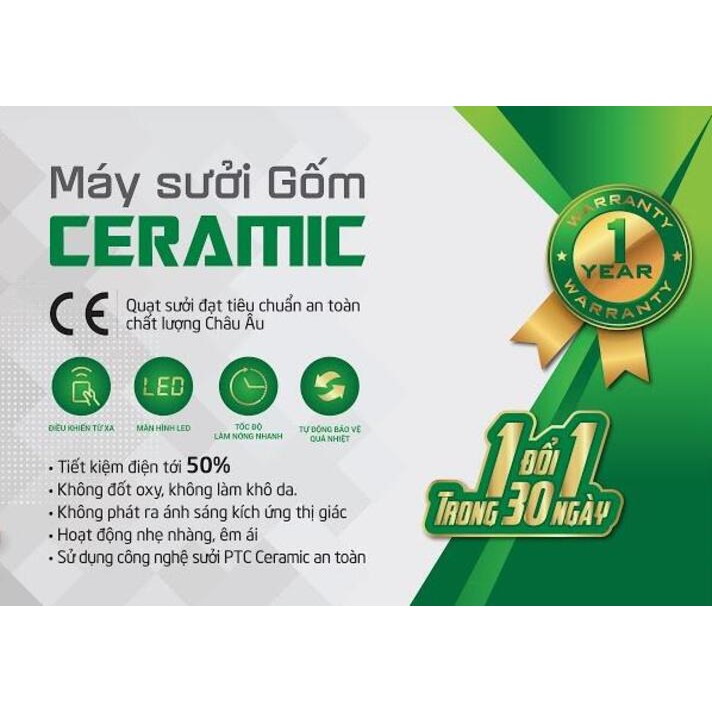 Máy sưởi gốm Erito HCB12RM- Hàng chính hãng