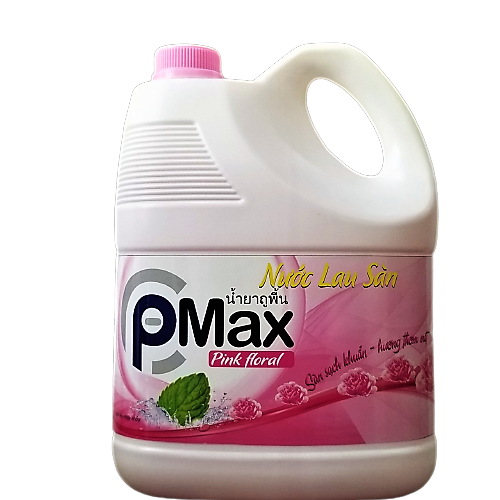 Nước lau sàn P-MAX PINK FLORAL diệt khuẩn công nghệ Thái Lan loại bỏ các vết bẩn cứng đầu, không làm mất màu gạch men, xua đuổi côn trùng 3600ML