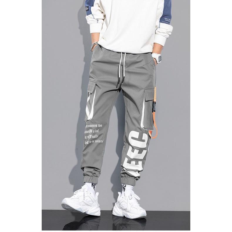 Quần Jogger LEEC túi khóa hộp Dài Bo Gấu - Chất Vải Kaki Kiểu Thể Thao UNISEX Hai Màu Đen, xám. 04x