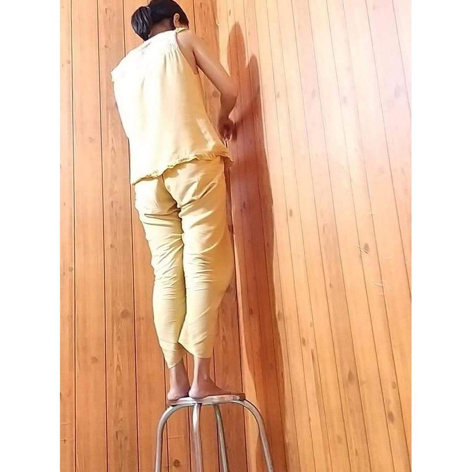 10m GIẤY DÁN TƯỜNG DECAL GIẢ GỖ NÂU
